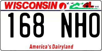WI license plate 168NHO