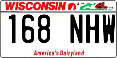 WI license plate 168NHW