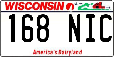 WI license plate 168NIC