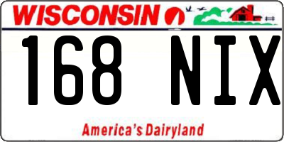 WI license plate 168NIX