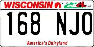 WI license plate 168NJO
