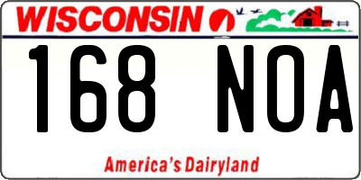 WI license plate 168NOA