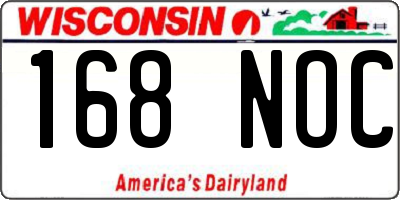 WI license plate 168NOC