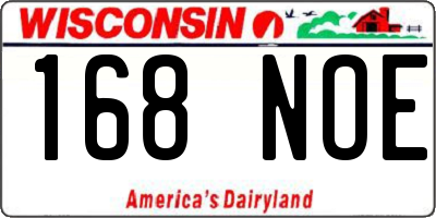 WI license plate 168NOE