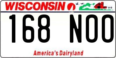WI license plate 168NOO