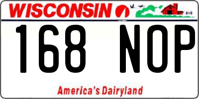WI license plate 168NOP