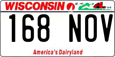 WI license plate 168NOV