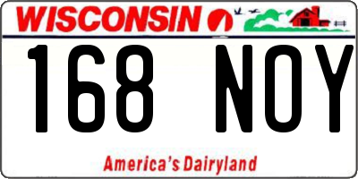 WI license plate 168NOY