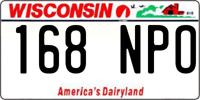 WI license plate 168NPO