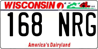 WI license plate 168NRG