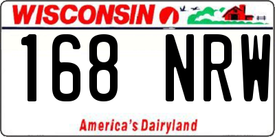 WI license plate 168NRW