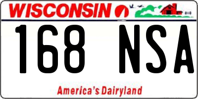 WI license plate 168NSA