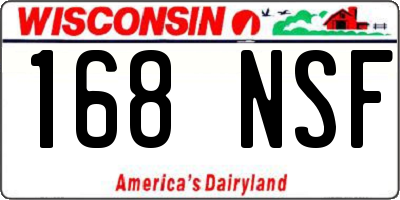 WI license plate 168NSF