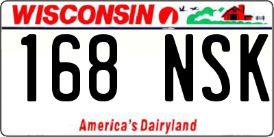 WI license plate 168NSK