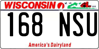 WI license plate 168NSU