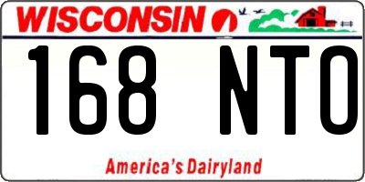 WI license plate 168NTO