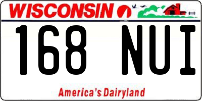 WI license plate 168NUI