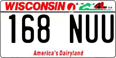 WI license plate 168NUU