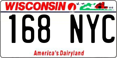 WI license plate 168NYC