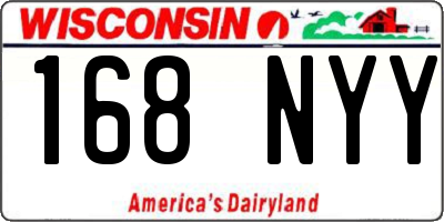 WI license plate 168NYY