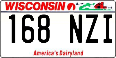 WI license plate 168NZI