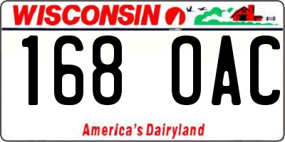 WI license plate 168OAC
