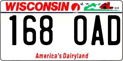 WI license plate 168OAD