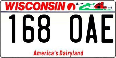 WI license plate 168OAE