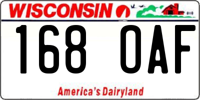 WI license plate 168OAF