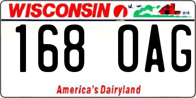 WI license plate 168OAG