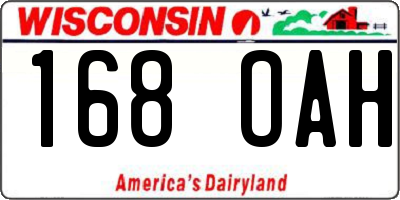 WI license plate 168OAH