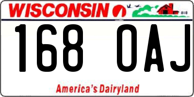 WI license plate 168OAJ