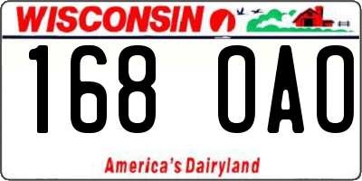 WI license plate 168OAO