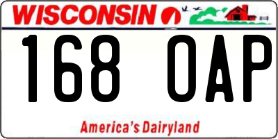 WI license plate 168OAP