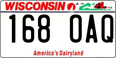 WI license plate 168OAQ