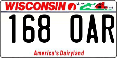 WI license plate 168OAR