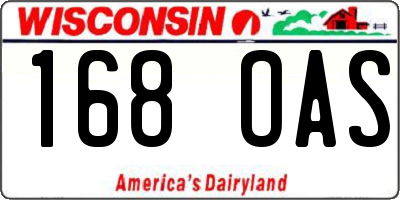 WI license plate 168OAS