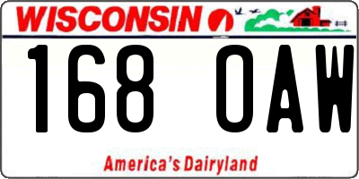 WI license plate 168OAW