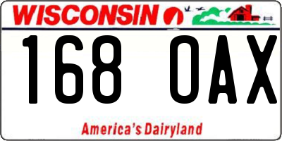 WI license plate 168OAX