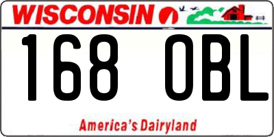 WI license plate 168OBL