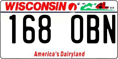 WI license plate 168OBN