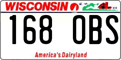 WI license plate 168OBS