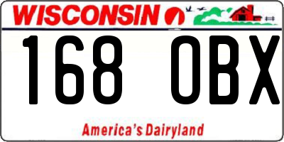WI license plate 168OBX