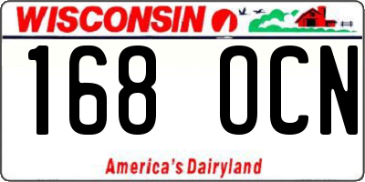 WI license plate 168OCN