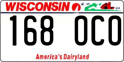 WI license plate 168OCO