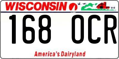 WI license plate 168OCR