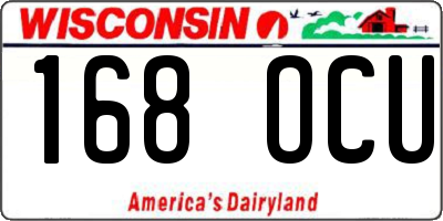 WI license plate 168OCU