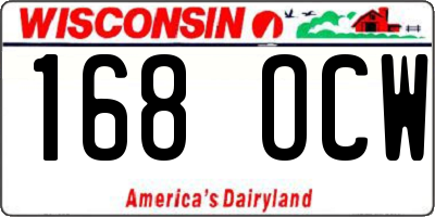 WI license plate 168OCW