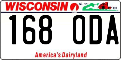 WI license plate 168ODA