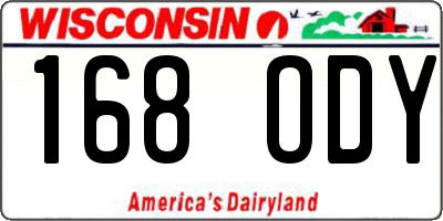 WI license plate 168ODY